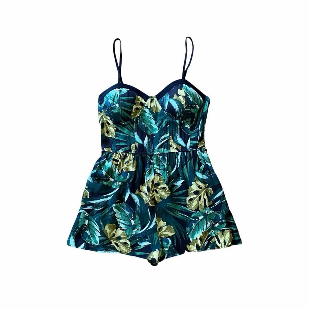 Band of Gypsies Navy Tropical Leaf Romper